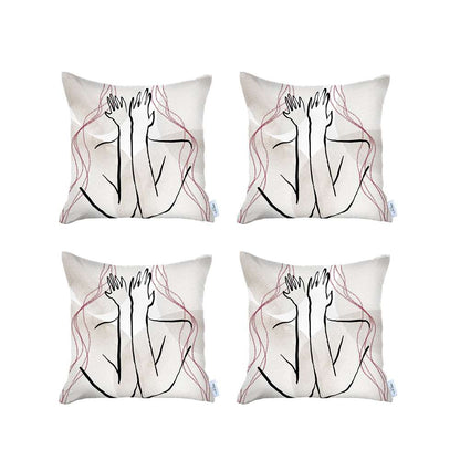 Boho-Chic Printed Jacquard Throw Pillow Covers Set of 4