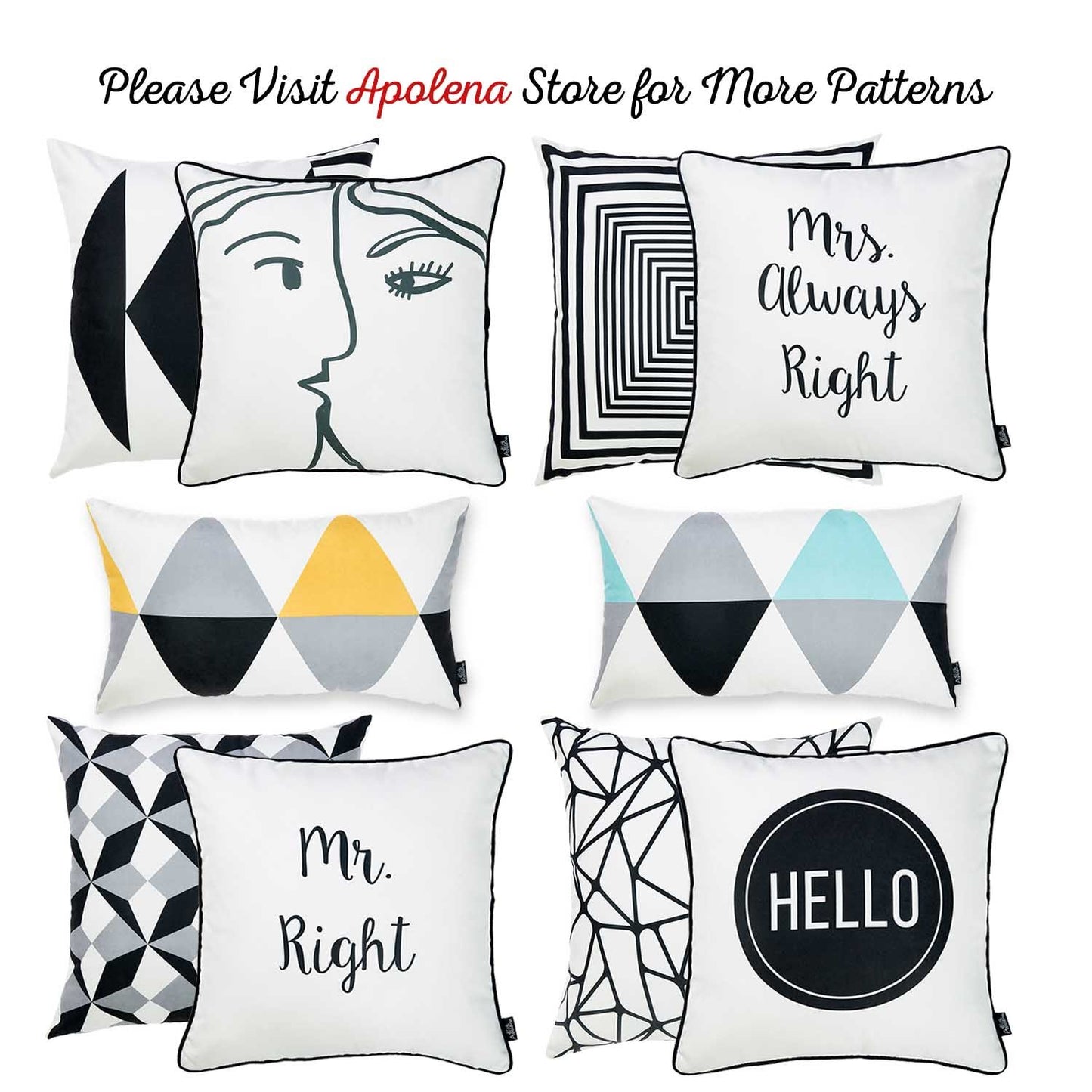 Scandi Yellow Gray Modern Lumbar Throw Pillow Cover (Set of 2)