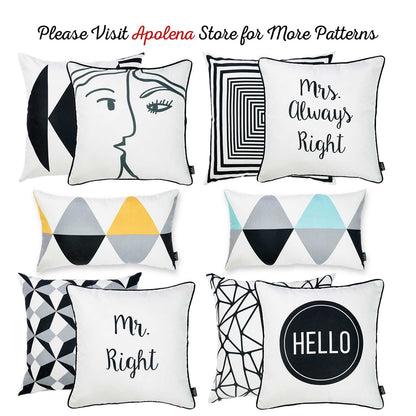 Scandi Yellow Gray Modern Lumbar Throw Pillow Cover (Set of 2)