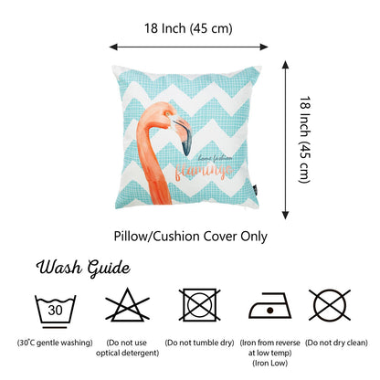 Tropical Blue Flamingo Printed Decorative Throw Pillow Cover Home Decor 18''x 18''