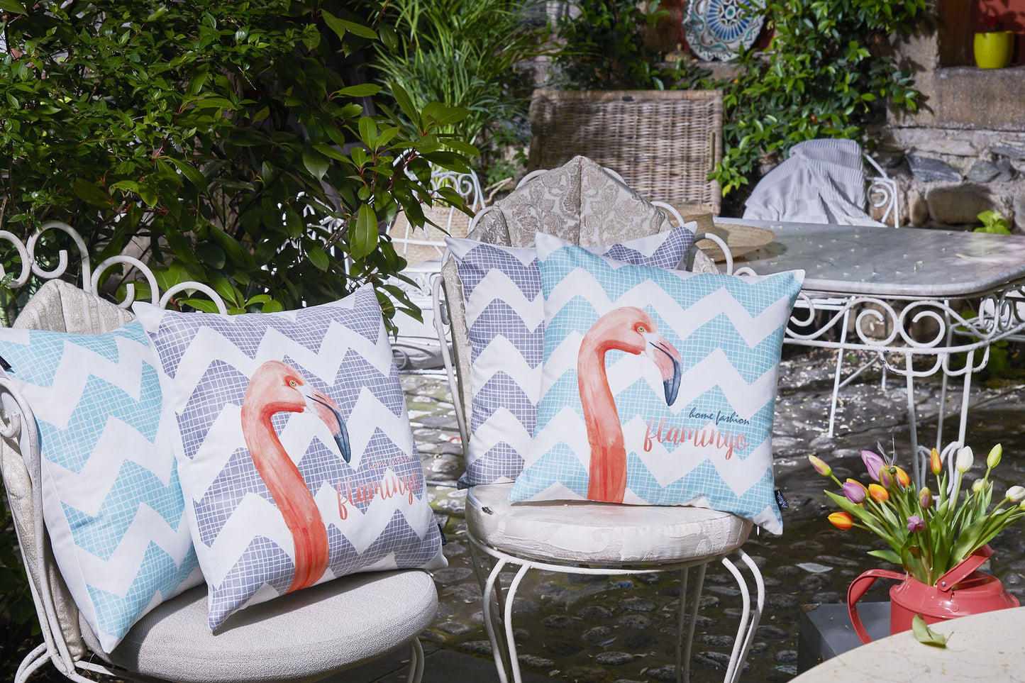 Tropical Blue Flamingo Printed Decorative Throw Pillow Cover Home Decor 18''x 18''