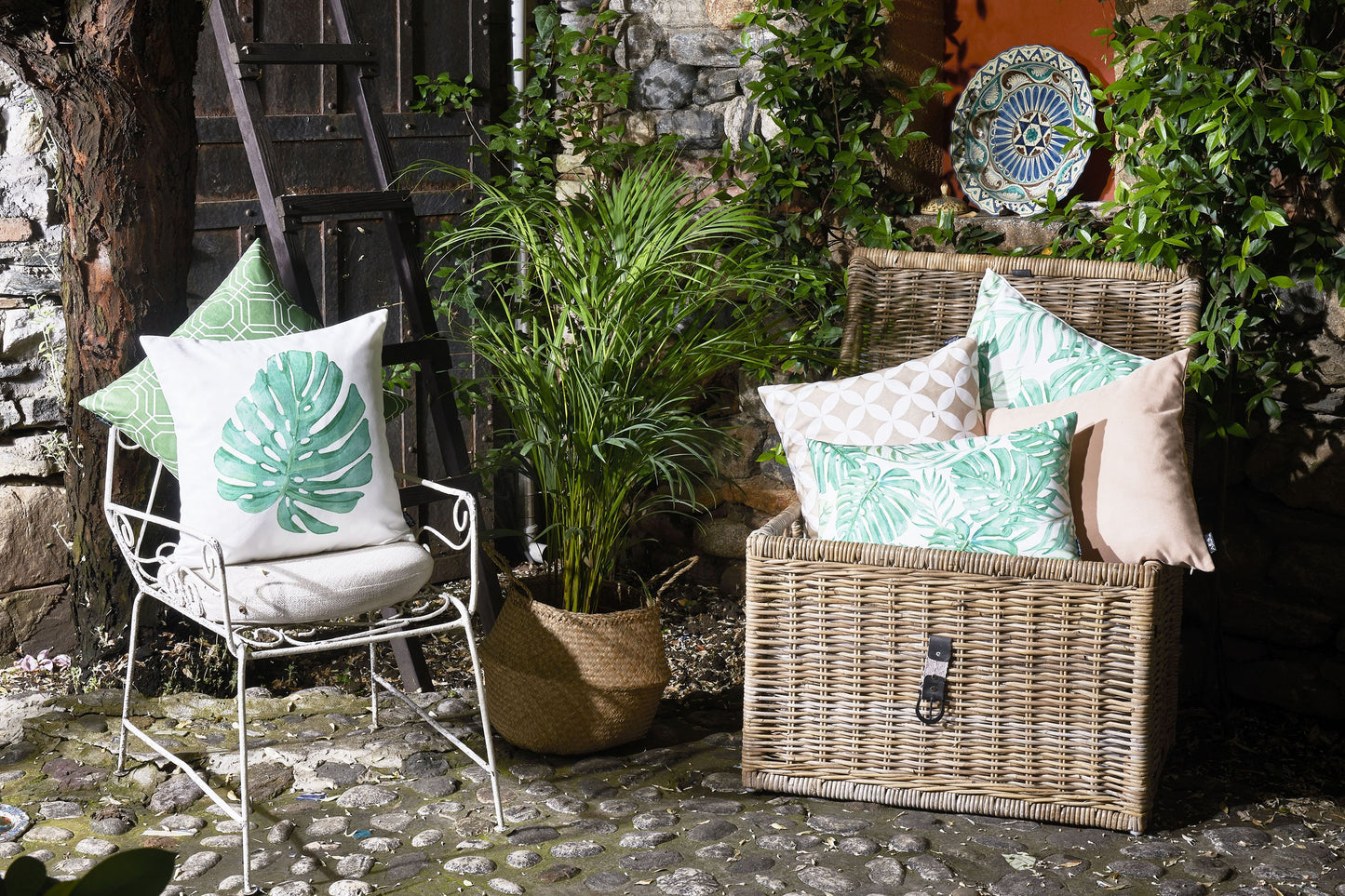 Tropical Deco Square 18" Throw Pillow Cover