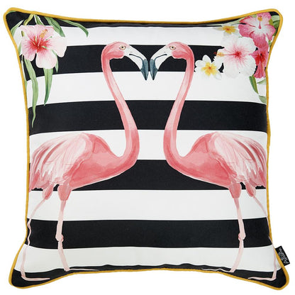 Tropical  Flamingo Love Squares Decorative Throw Pillow Cover 18''x 18''