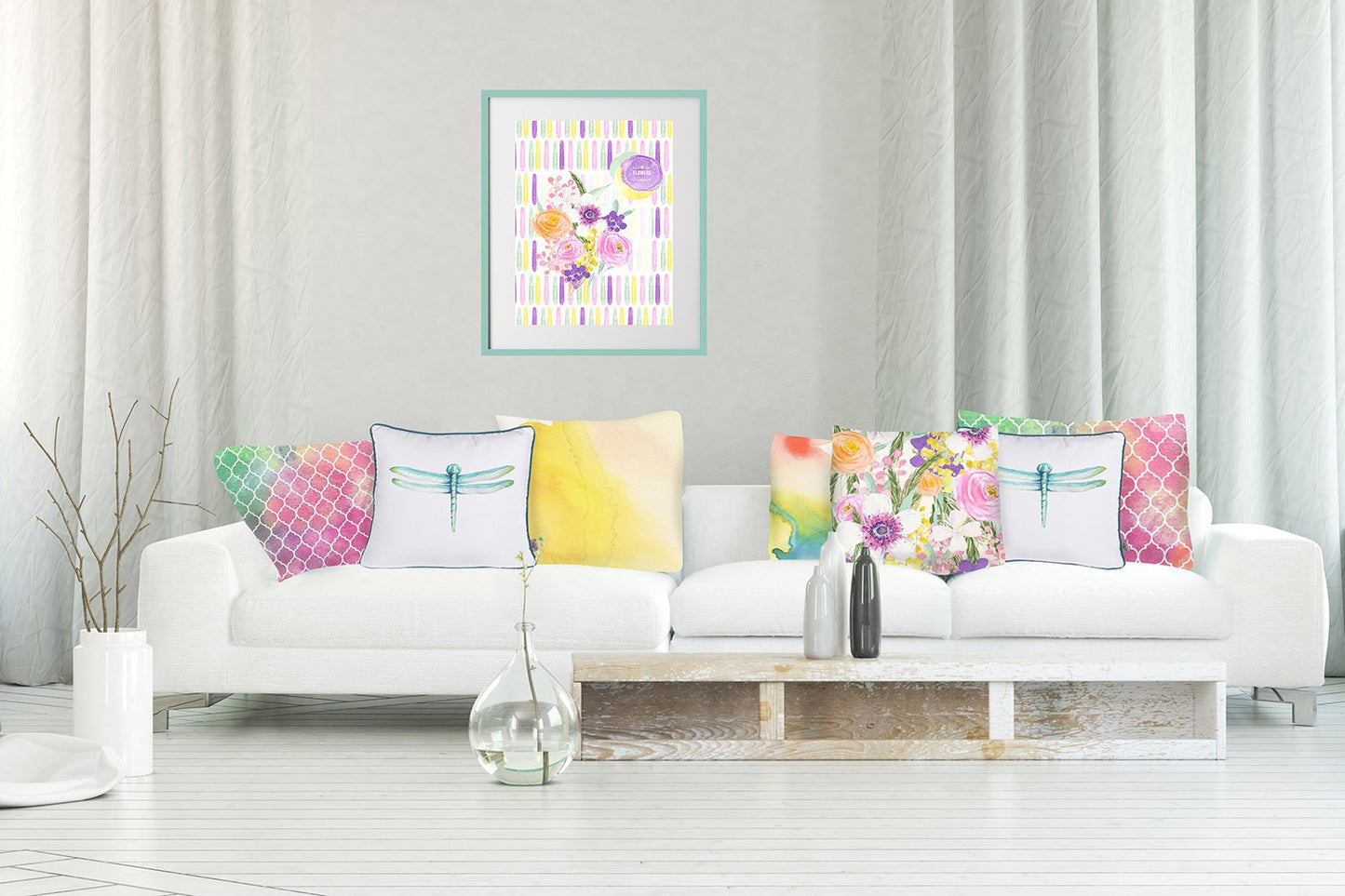 Watercolor Sunrise Dream Square 18" Throw Pillow Cover & Insert